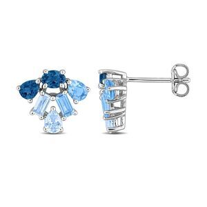 2.28 Carat (ctw) London Blue and Sky Topaz Earrings Sterling Silver